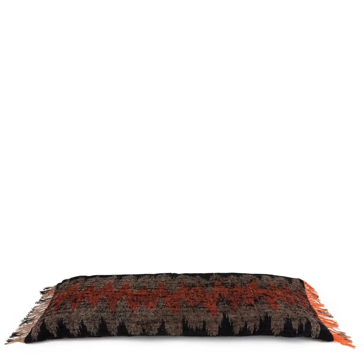 Tapis à motif avec franges, idéal pour Housse coussin coton noir orange 35x100 cm