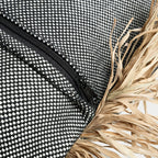 Housse de coussin coton et raphia à franges noir naturel - 60x60 cm