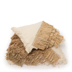 Coussin décoratif en coton et raphia blanc naturel avec coquillages, 60x60 cm