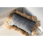 Housse de coussin coton et raphia noir naturel 30x50