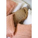 Housse de coussin en coton rose saumon 40x40 cm avec coussins tissés peach et tan
