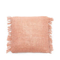 Housse de coussin en coton rose saumon 40x40 cm avec coussin tissé clair et franges