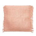 Coussin en coton rose saumon avec bord frangé, 60x60 cm, Housse de coussin en coton rose saumon