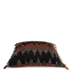 Coussin en coton noir et orange avec motif ethnique et bord frangé zigzag 60x60 cm