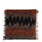 Coussin décoratif à franges avec motif zigzag noir et orange, 60x60 cm