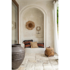 Housse de coussin en coton texturé noir et orange à motif ethnique – 60x60 cm