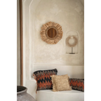 Housse de coussin en coton texturé noir et orange à motif ethnique – 60x60 cm