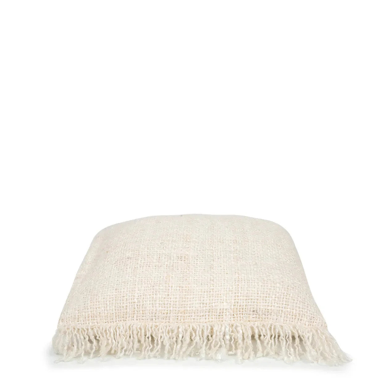 Housse de coussin crème en coton texturé avec franges, 40x40 cm