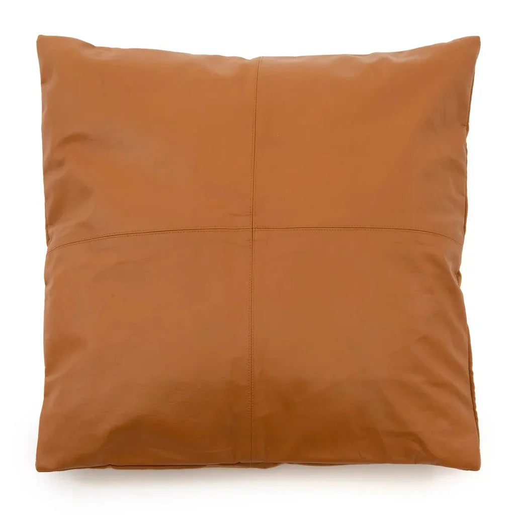 Coussin carré en cuir marron Chameau 60x60_40, design élégant et moderne