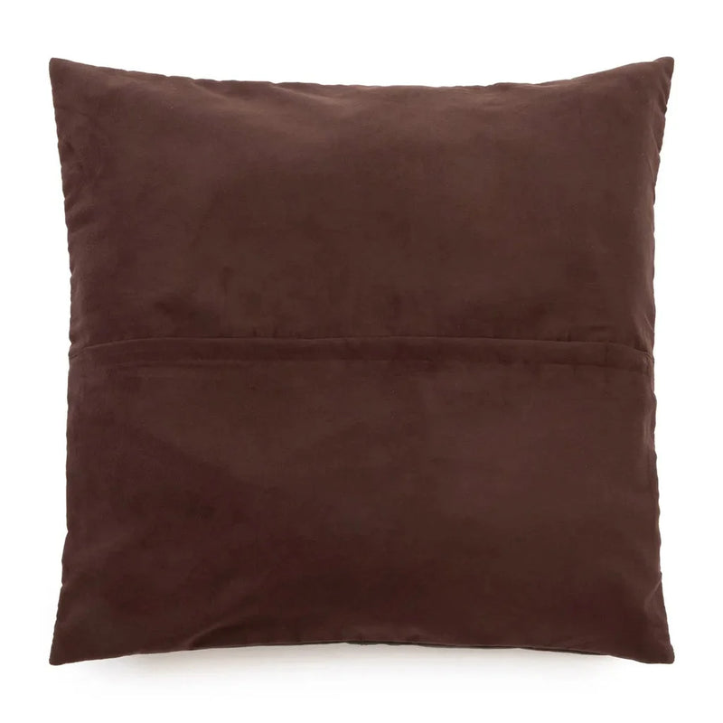 Coussin carré marron en cuir quatre panneaux, modèle La housse de coussin Choco