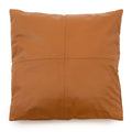 Coussin en cuir camel carré 60x60 cm avec coutures en quadrants