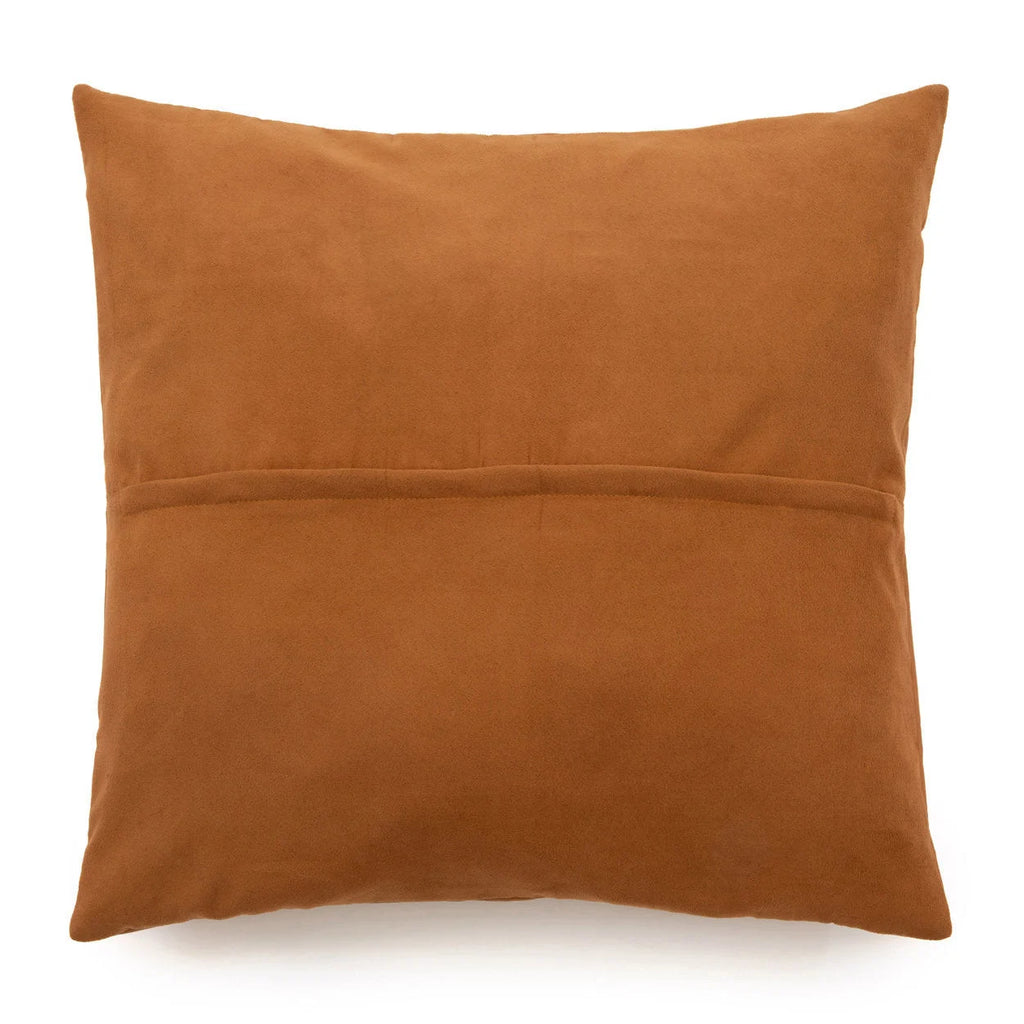 Couvre-coussin en cuir camel carré 60x60 cm avec fermeture enveloppe, couleur orange brûlé