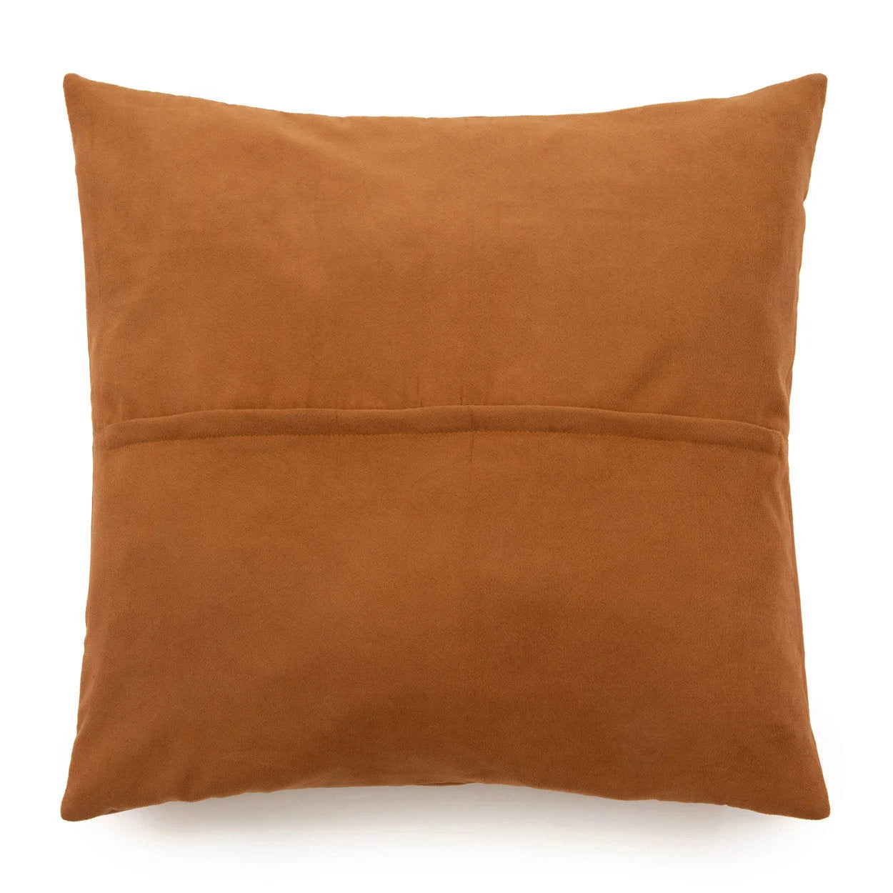 Couvre-coussin en cuir camel carré 60x60 cm avec fermeture enveloppe, couleur orange brûlé
