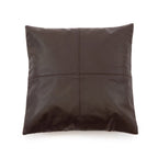 Coussin en cuir marron foncé 40x40 cm avec panneaux cousus pour décoration intérieure
