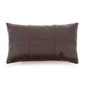 Coussin en cuir marron foncé rectangulaire avec coutures décoratives 30x50 cm