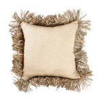 Coussin carré beige avec frange, La housse de coussin Jute Bonita Naturelle 40x40