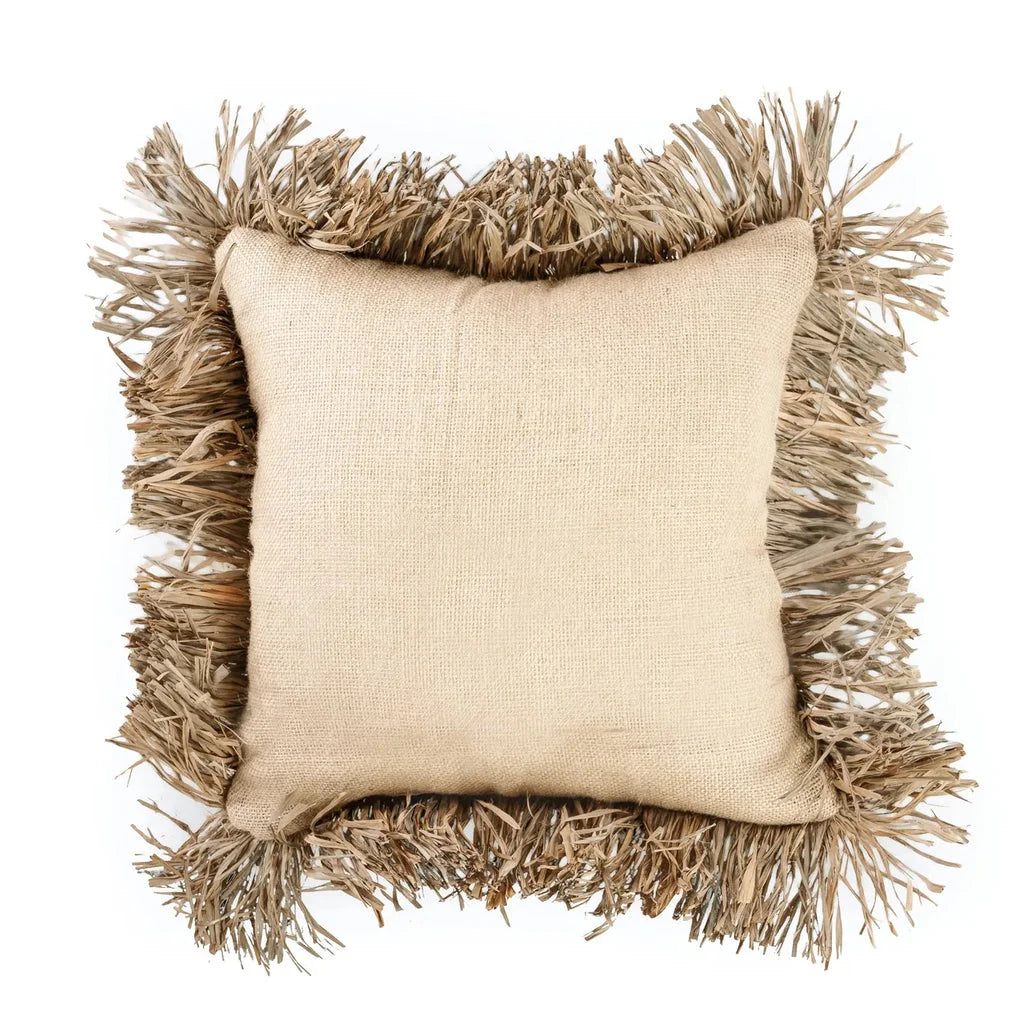 Coussin carré beige avec frange, La housse de coussin Jute Bonita Naturelle 40x40