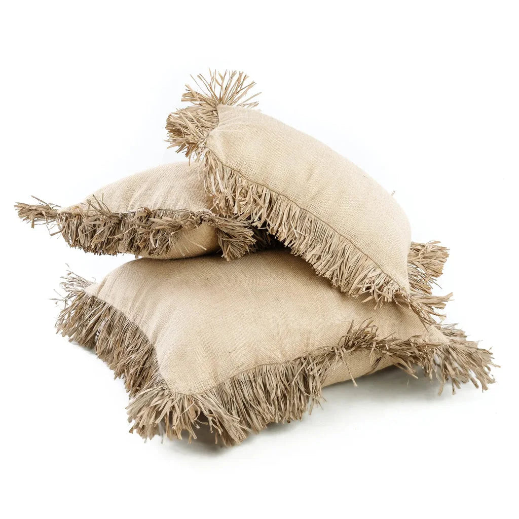 Coussins beige avec franges pour La housse de coussin Jute Bonita Naturelle 40x40