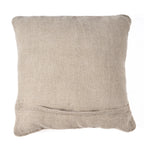 Housse de coussin en lin beige naturel texturé avec broderie centrale, 50x50 cm