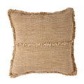Housse de coussin en lin frangé beige camel 50x50 cm