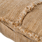 Housse de coussin beige camel en lin frangé, 50x50 cm