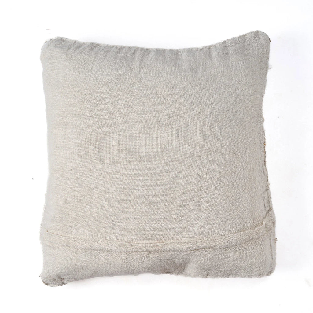 Housse de coussin en lin texturé écru beige naturel, forme carrée douce