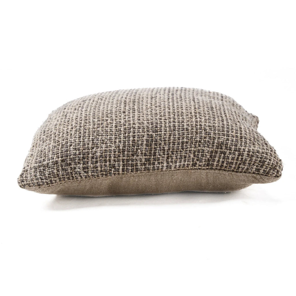 Housse de coussin en lin texturé beige-gris 50x50 cm quadrillé