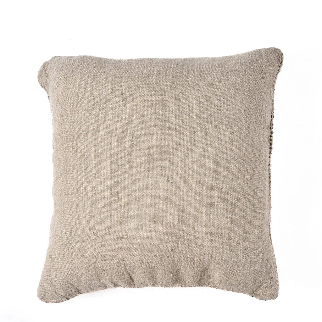 Housse de coussin en lin texturé beige naturel 50x50 cm à bord effiloché