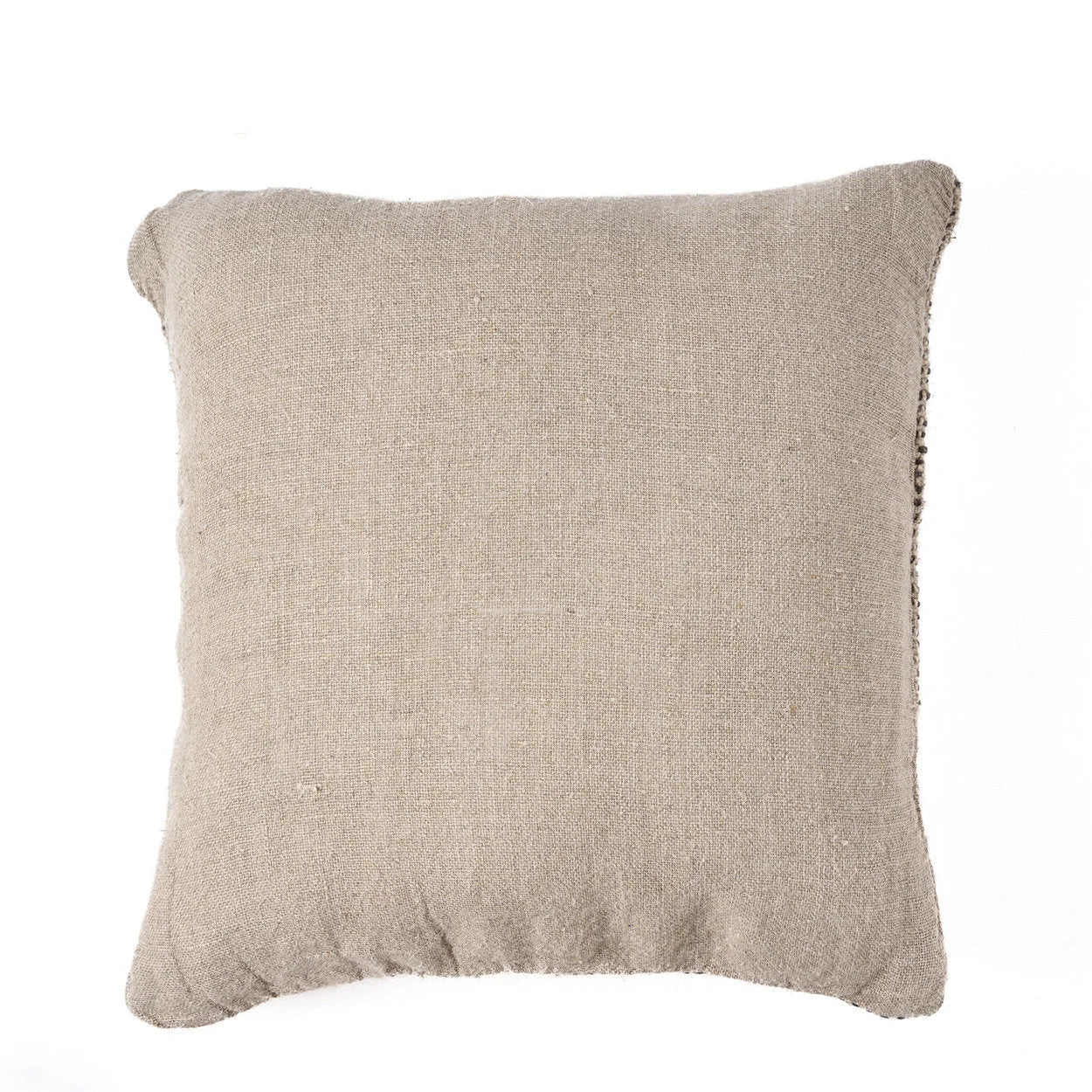 Housse de coussin en lin texturé beige naturel 50x50 cm à bord effiloché