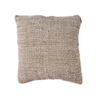 Housse de coussin en lin texturé beige gris quadrillé 50x50 cm