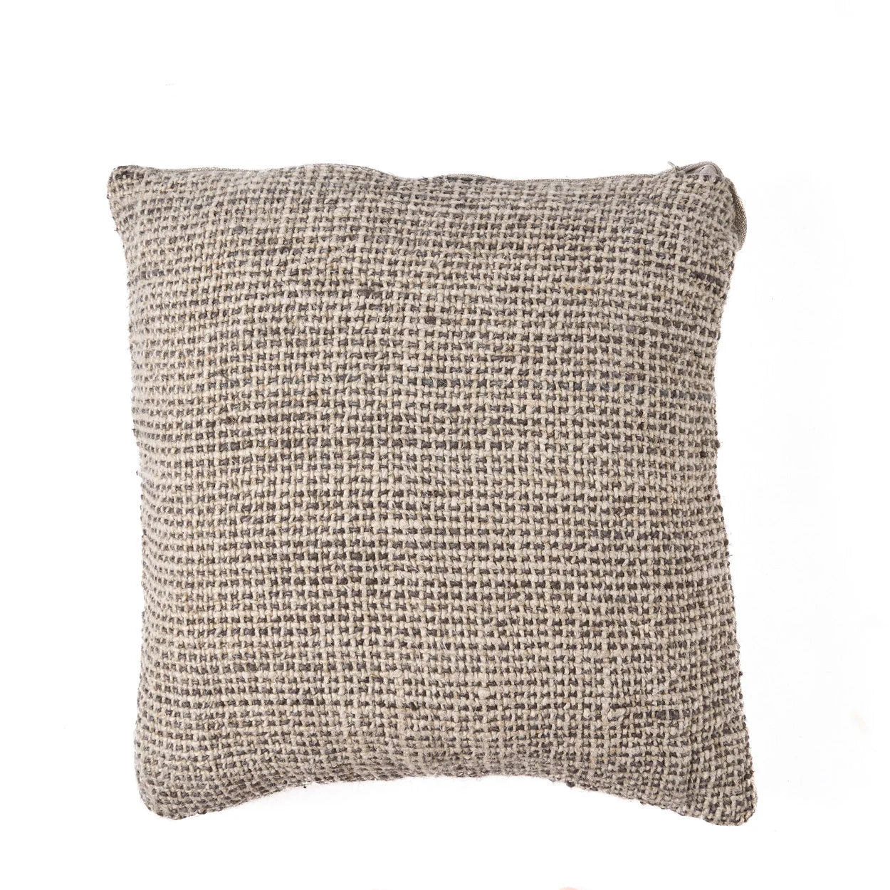 Housse de coussin en lin texturé beige-gris quadrillé 50x50 cm