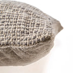 Housse de coussin en lin texturé gris neutre quadrillé 50x50 cm rustique