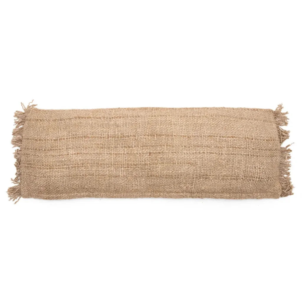 Housse de coussin rectangulaire en jute beige avec franges 35x100 Oh My Gee
