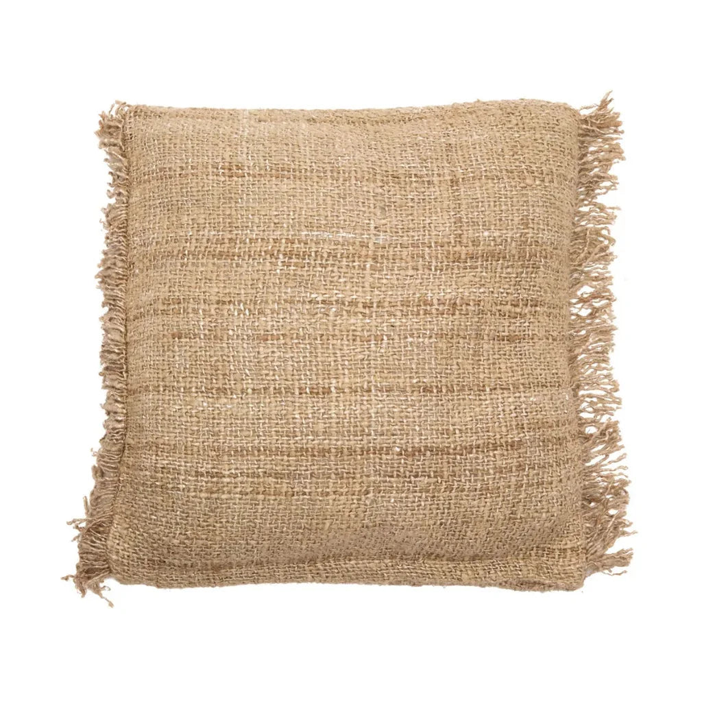 Coussin en jute carré beige avec franges - La housse de coussin Oh My Gee 60x60