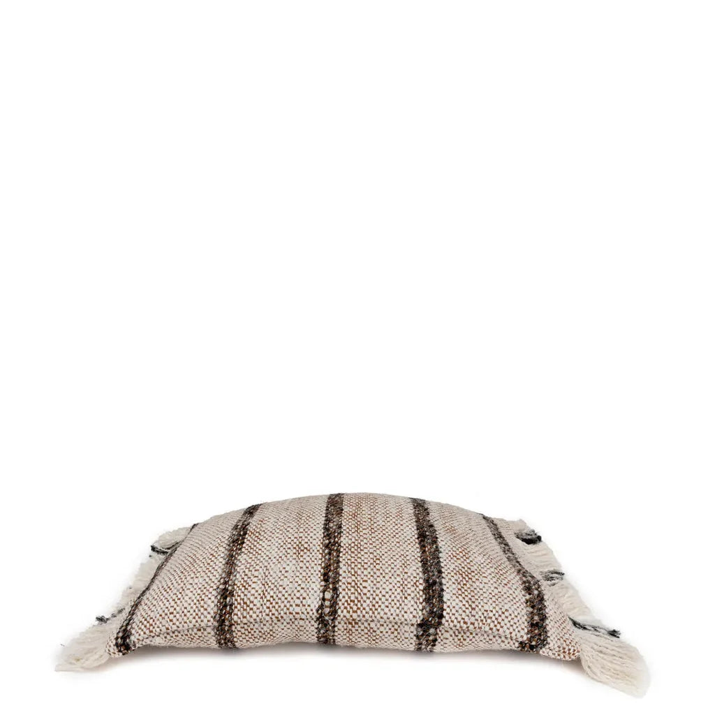 Housse de coussin Oh My Gee Bohémien Blanc 30x50 avec rayures et pompons décoratifs