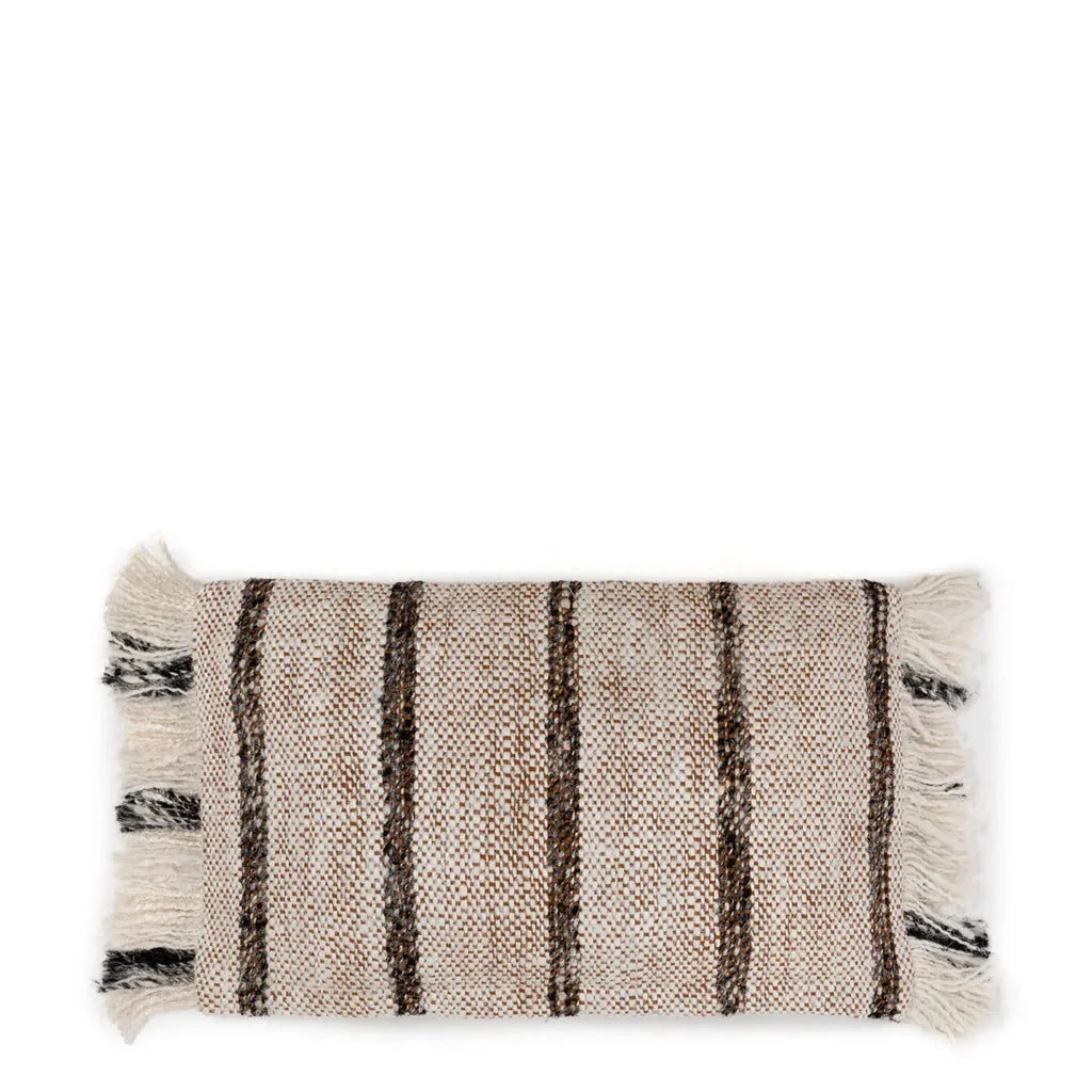 Coussin lombaire tissé rayé avec franges de La housse de coussin Oh My Gee - Bohémien Blanc