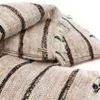 Coussin tissé rayé avec franges, modèle La housse de coussin Oh My Gee Bohémien Blanc
