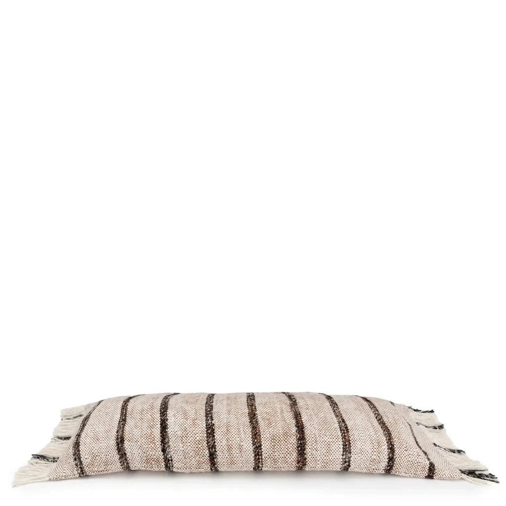 Coussin lombaire rayé avec franges, Housse de coussin Oh My Gee Bohémien Blanc