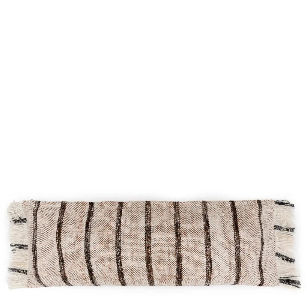 Coussins tissés à rayures avec franges, modèle Oh My Gee Bohémien Blanc 35x100