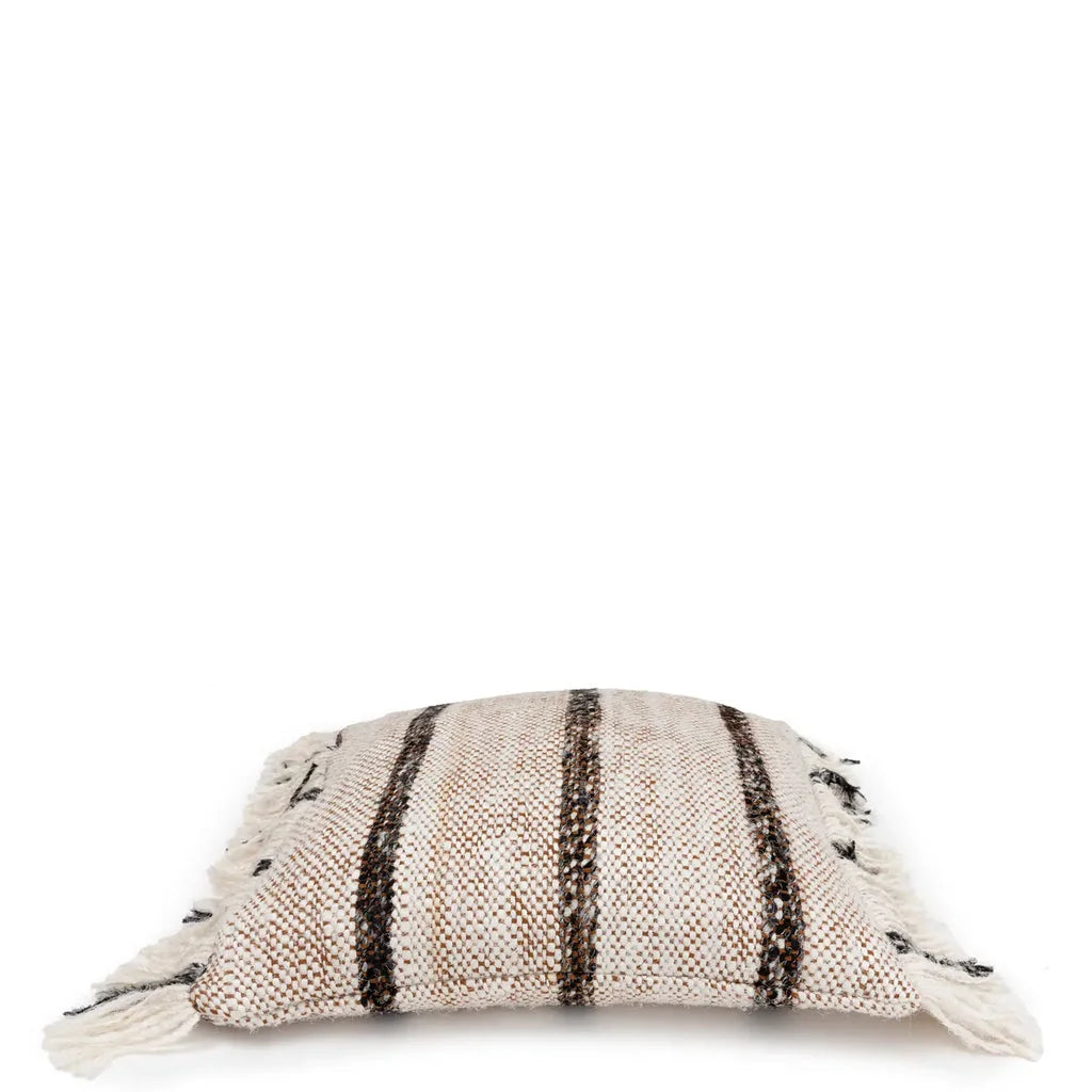 Housse de coussin Oh My Gee Bohémien Blanc 40x40 avec franges et rayures