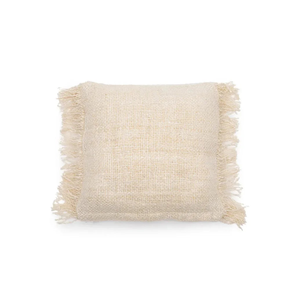 Coussin carré frangé couleur crème de 40x40 cm Oh My Gee