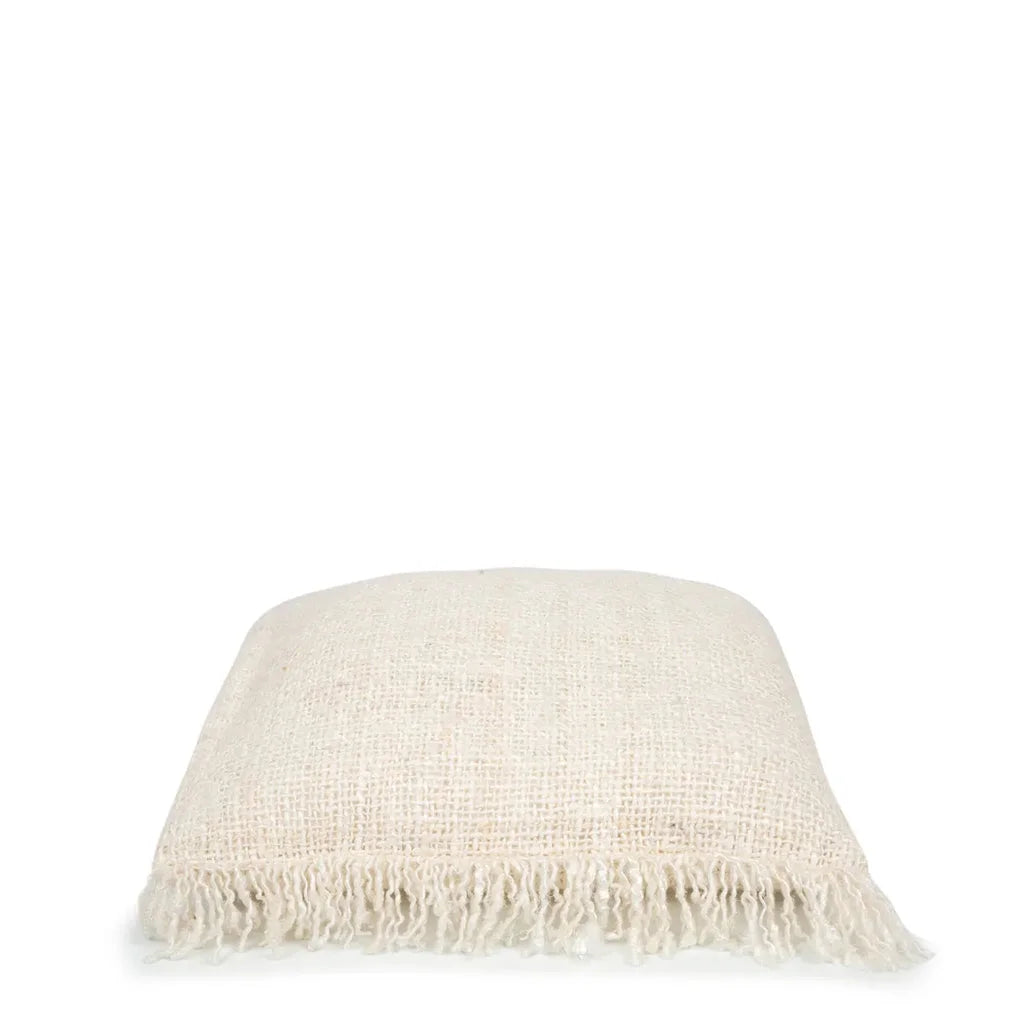 Housse de coussin Oh My Gee crème 40x40 avec franges et texture tissée