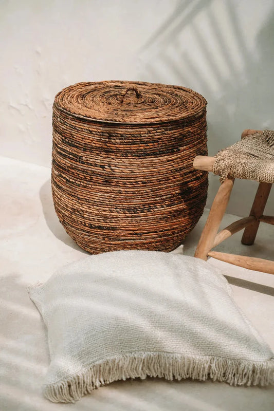 Panier tissé avec couvercle pour la housse de coussin Oh My Gee Crème 60x60