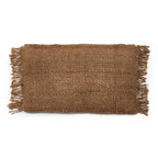 Housse de coussin rectangulaire en jute marron avec bords frangés, 30x50 cm