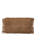 Housse de coussin rectangulaire en jute avec franges, couleur marron, 30x50_40