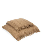 Deux coussins tissés marron avec franges de la housse Oh My Gee 40x40