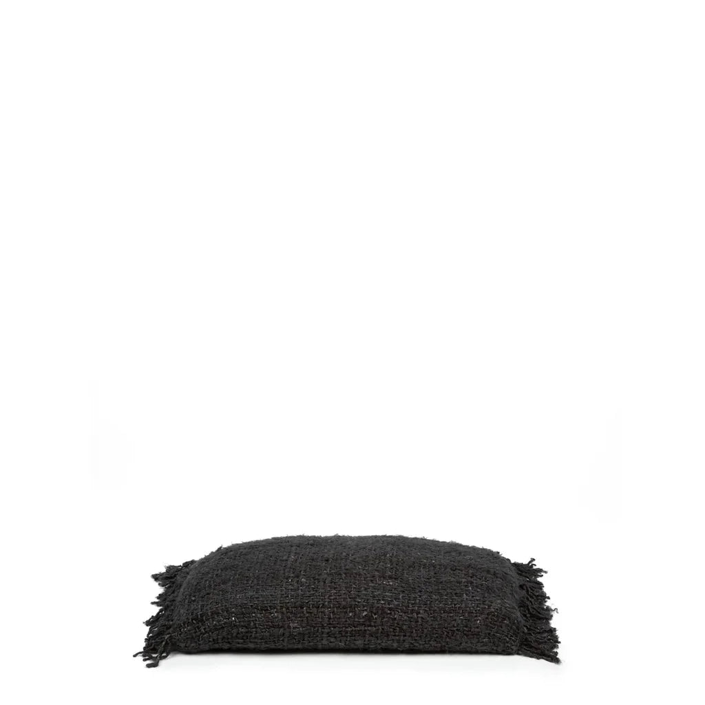 Coussin lombaire tissé foncé avec franges, La housse de coussin Oh My Gee Noir Marine