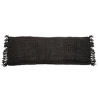 Coussin lombaire noir tissé avec frange, modèle Oh My Gee 35x100_40