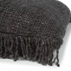 Plaid en gris foncé avec franges pour la housse de coussin Oh My Gee Noir Marine