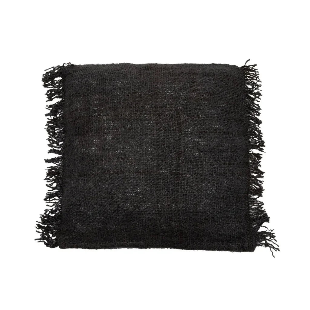 Coussin noir avec frange de 60x60 cm, modèle La housse de coussin Oh My Gee